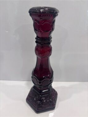Vintage Avon cape cod ruby red glass cologne bottle 8.5” hexagonal base